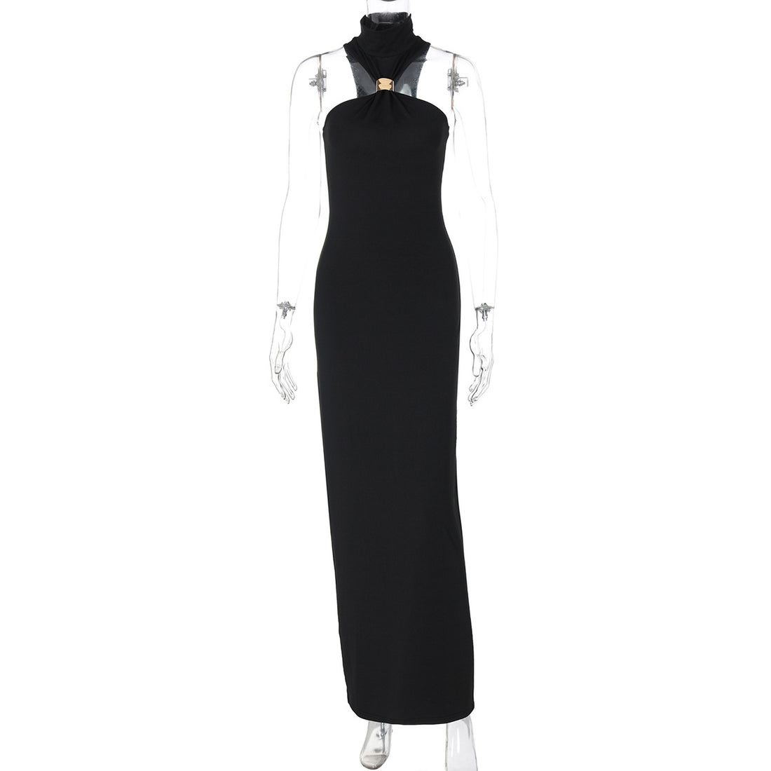 Damen Bodenlanges Abendkleid mit elegantem Halterneck – Élara