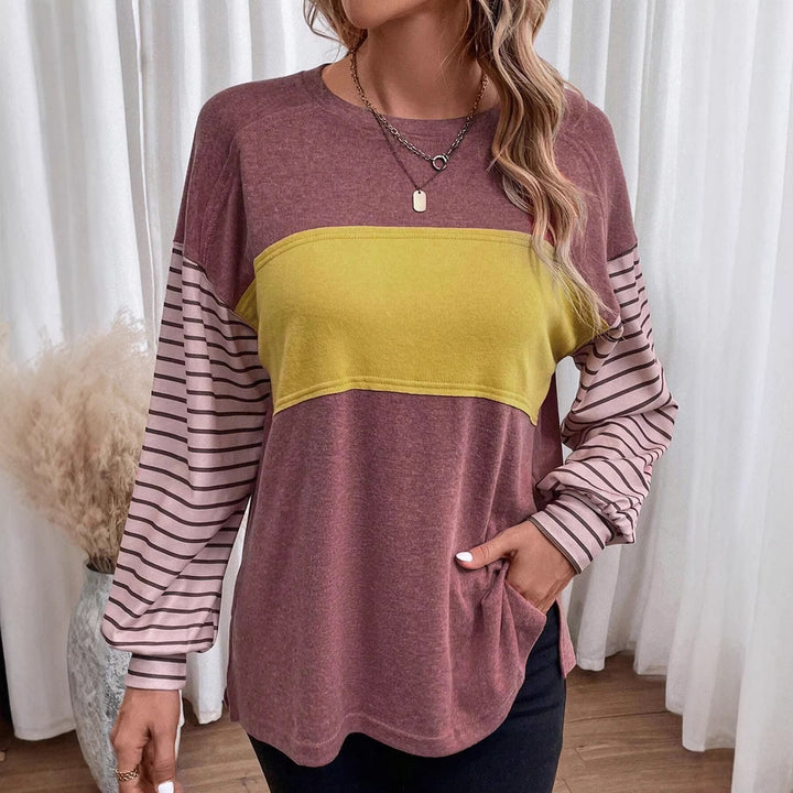Damen Oversize-Longsleeve mit Colorblock, gestreiften Ärmeln und Rundhalsausschnitt Echo Archiv