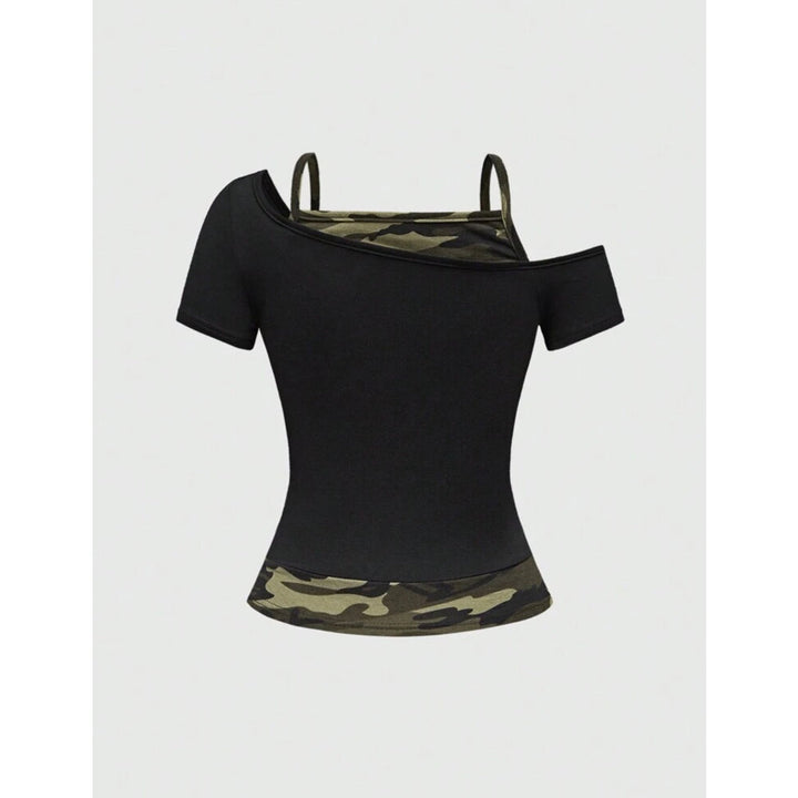 Damen Off-Shoulder Top mit Camouflage-Muster Echo Archiv