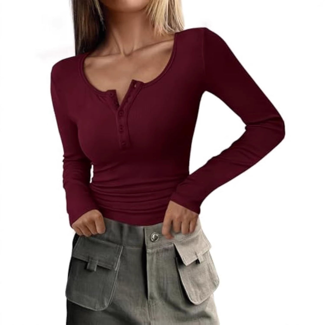 Damen Langarmshirt mit Knopfdetails Echo Archiv
