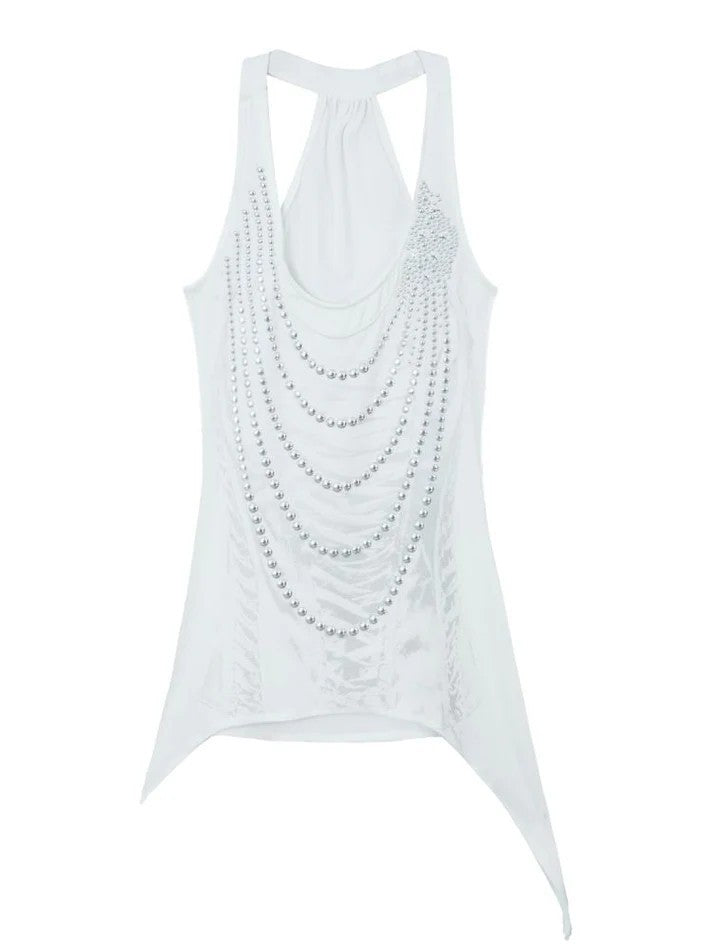 Damen Glitzerndes Tanktop mit asymmetrischem Schnitt Echo Archiv