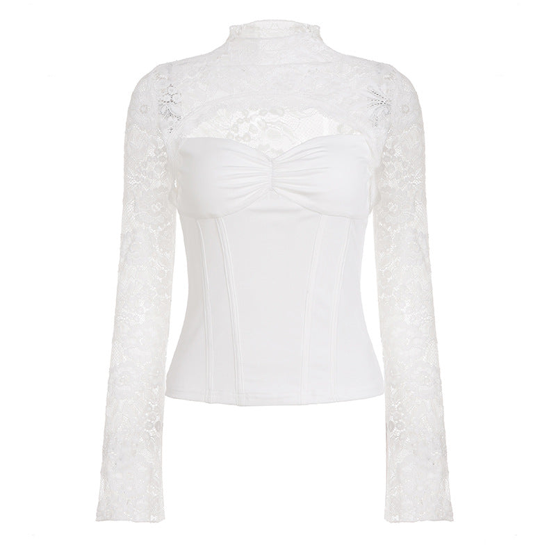 Damen Spitzenbluse mit schickem Halsteil und raffinierter Passform Echo Archiv