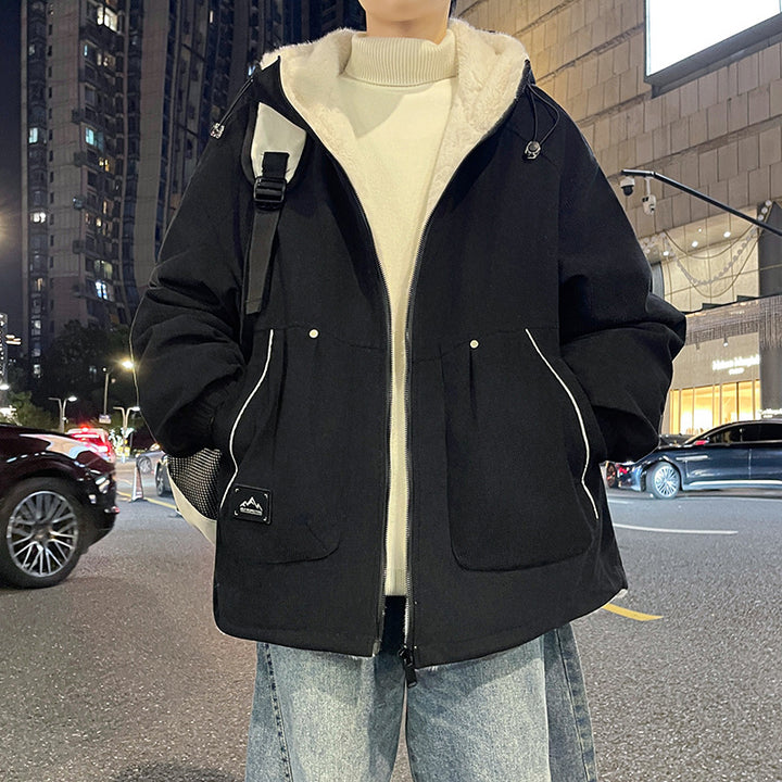 Herren Oversize Kapuzenjacke mit Teddyfutter, Zwei-Wege-Reißverschluss und Utility-Taschen Echo Archiv