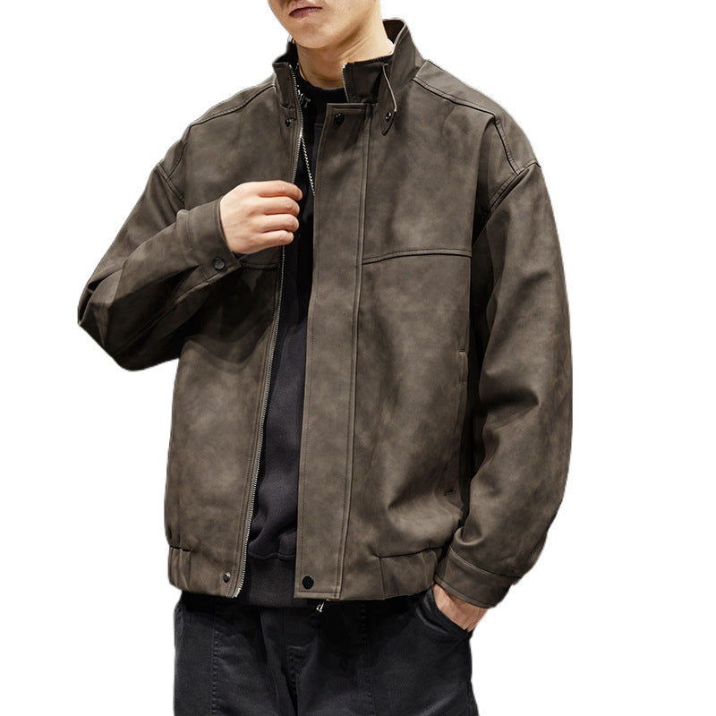 Herren elegante Kunstlederjacke mit praktischem Kragen Echoarchiv