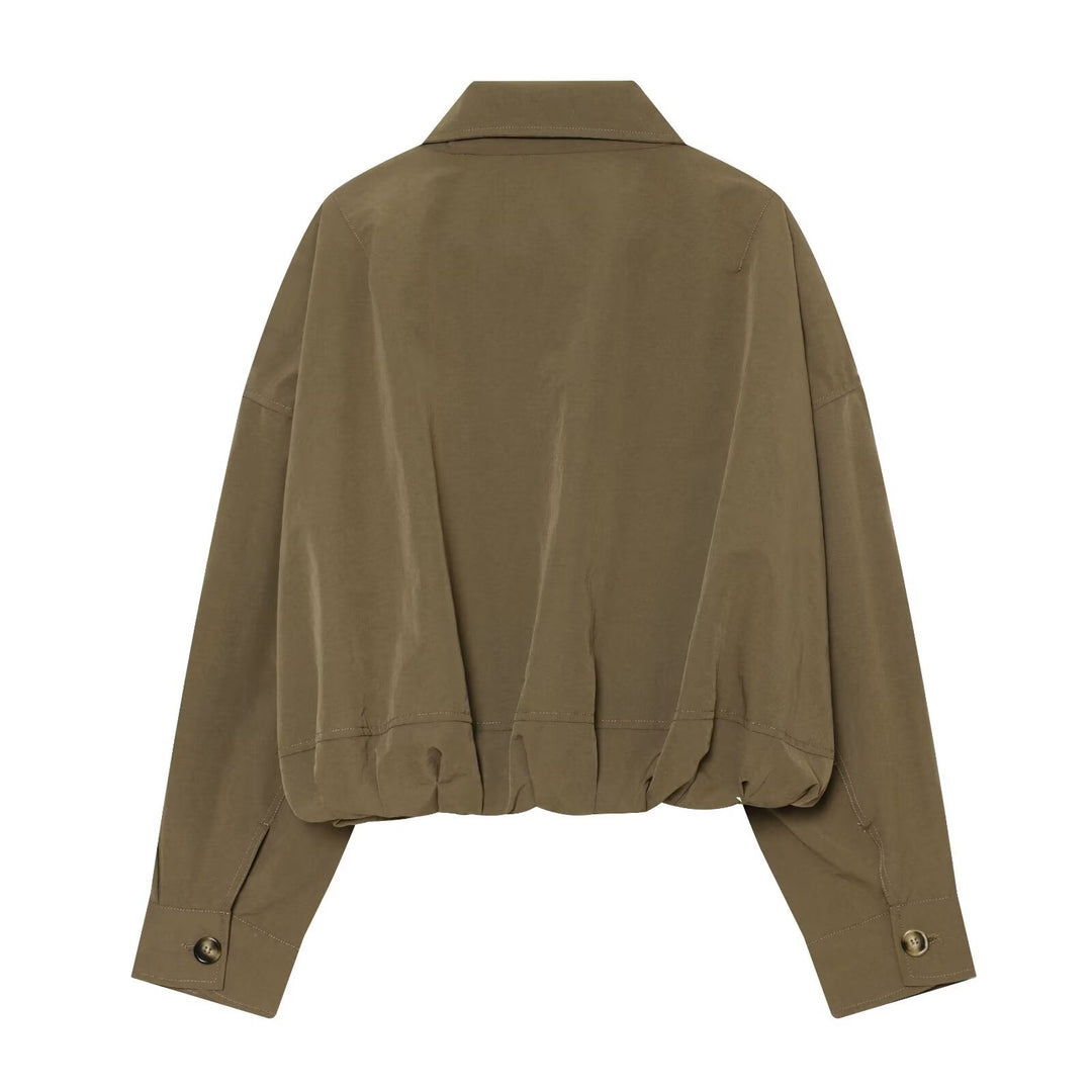 Damen Leichte Cropped-Blousonjacke mit Stehkragen, Reißverschluss und elastischem Bund Echo Archiv