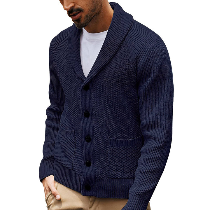 Herren Strickjacke mit Schalkragen und Taschen Echoarchiv