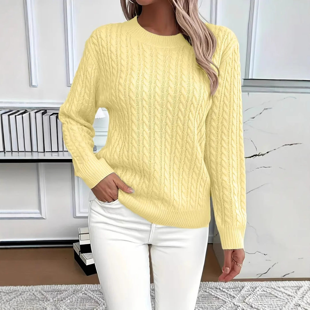 Damen nan Feinstrick-Zopfmuster Pullover mit Rundhalsausschnitt und tailliertem Schnitt Echo Archiv