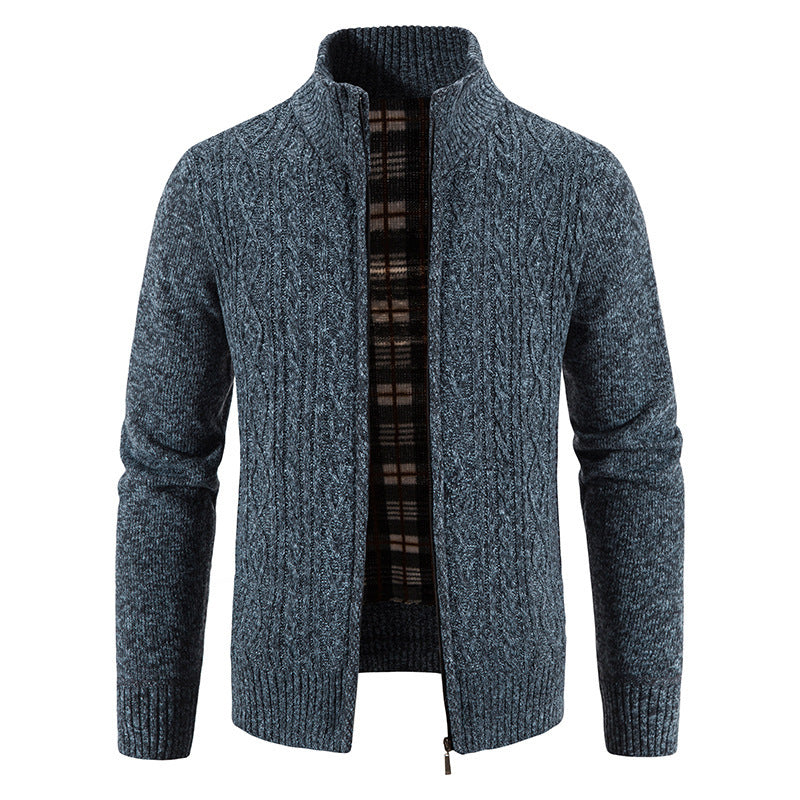 Herren Strickjacke mit hochschließendem Kragen und strukturiertem Design Echoarchiv