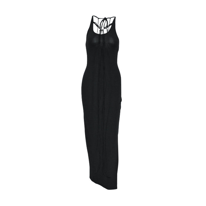 Damen elegantes Maxikleid mit verstellbaren Trägern und raffiniertem Ausschnitt Echo Archiv