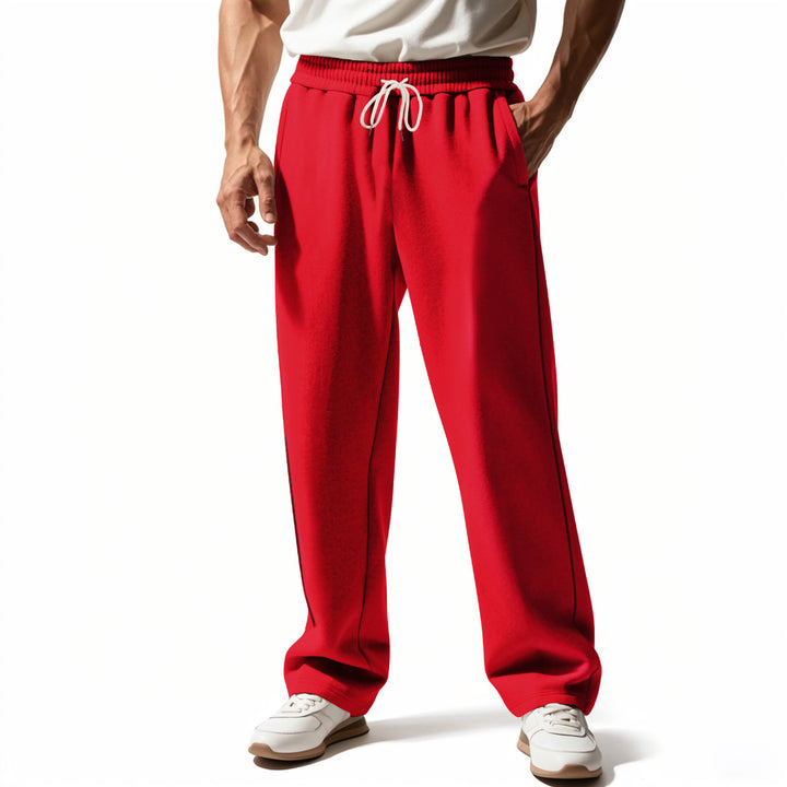 Herren locker sitzende Sweatpants mit seitlicher Ziernaht, elastischem Komfortbund und tiefen Eingrifftaschen – Marzano
