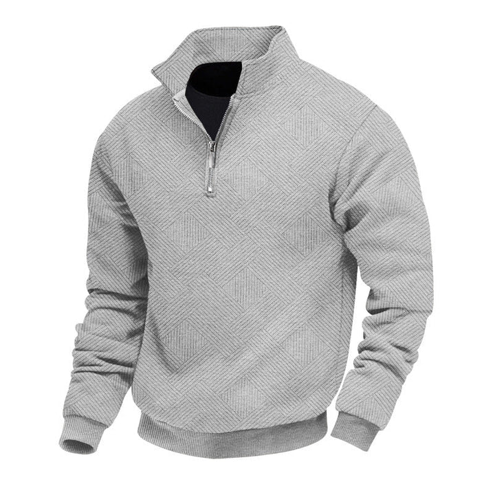 Herren hochwertiger Strickpullover mit Stehkragen und modischem Reißverschluss Echoarchiv