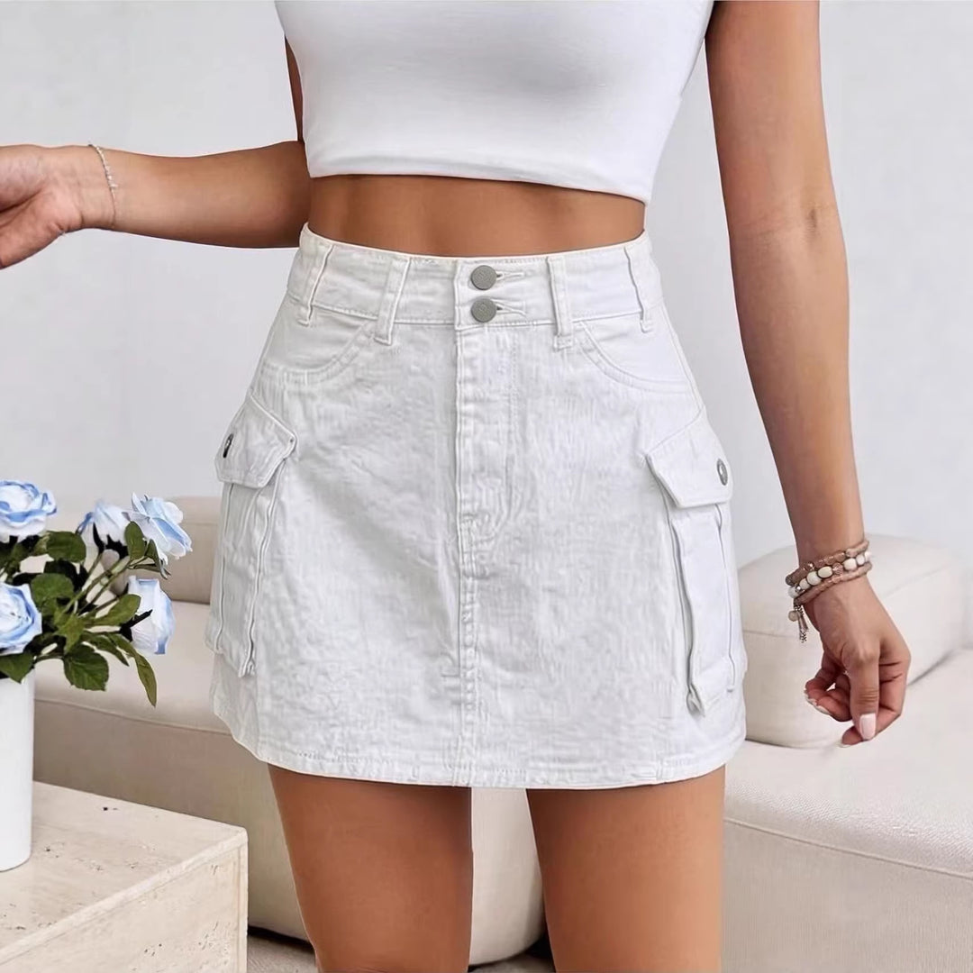 Damen Denim-Minirock mit aufgesetzten Taschen und modernen Details Echo Archiv