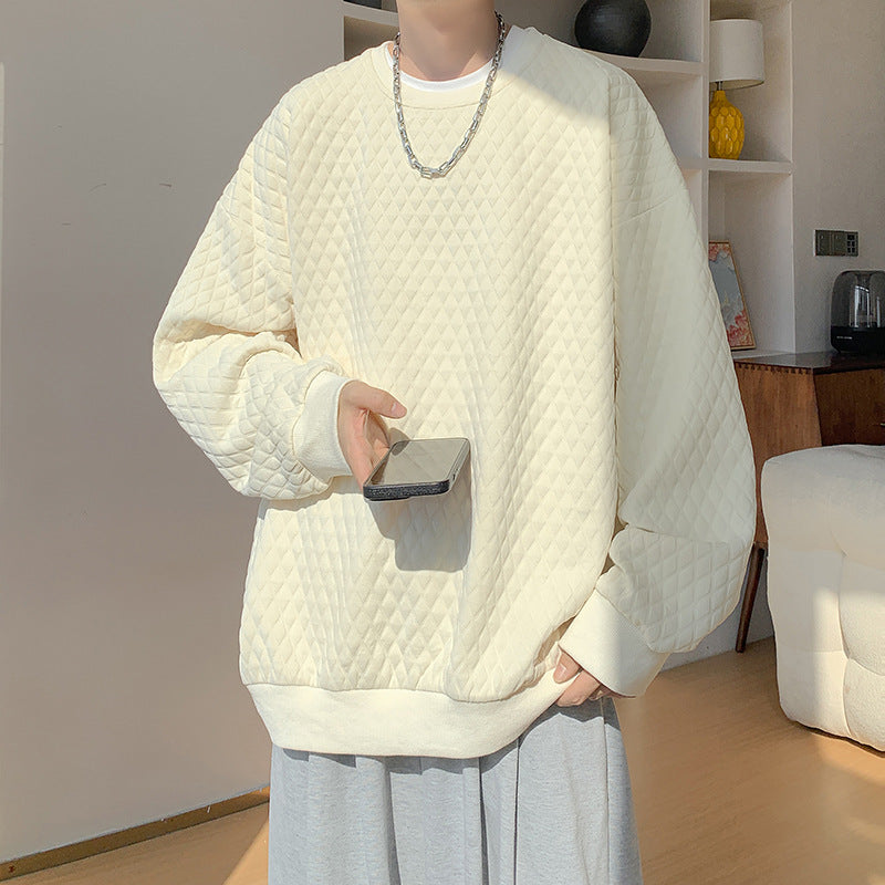 Herren Oversize-Quilt-Sweatshirt mit Rautenmuster und gerippten Bündchen Echo Archiv