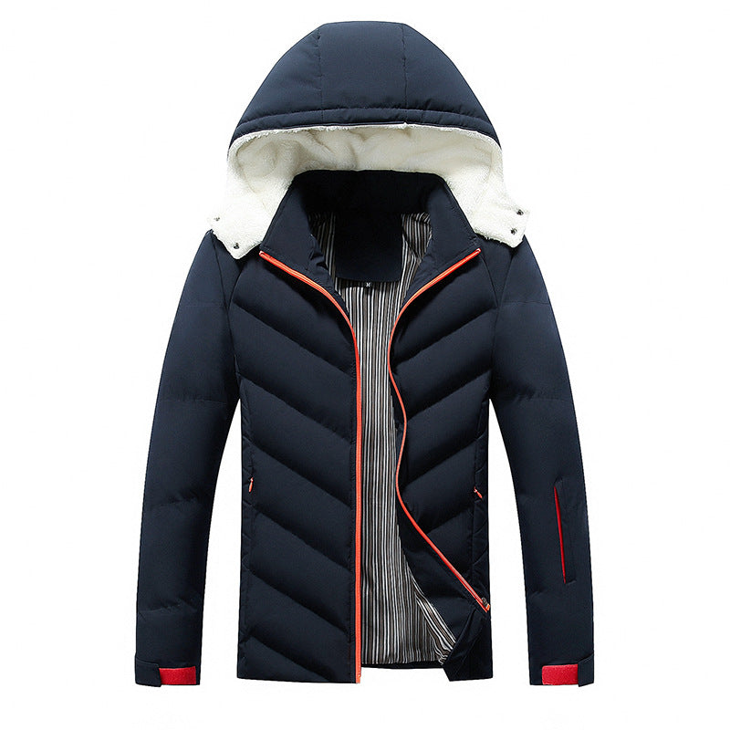 Herren gefütterte Winterjacke mit abnehmbarer Kapuze und hohem Kragen Echoarchiv