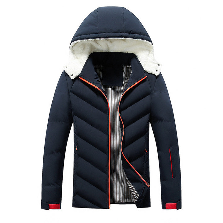 Herren gefütterte Winterjacke mit abnehmbarer Kapuze und hohem Kragen Echoarchiv