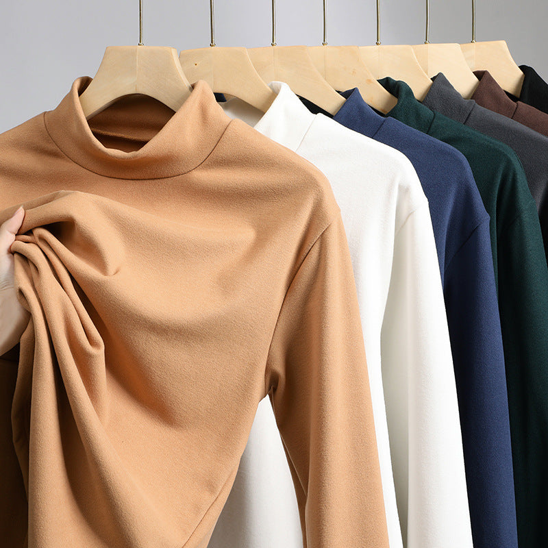 Damen Feines Stretch-Mockneck-Langarmshirt mit engem Stehkragen Echo Archiv