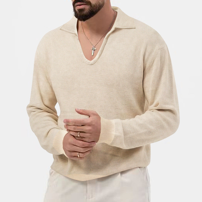 Herren modischer V-Ausschnitt Pullover mit strukturiertem Design Echoarchiv