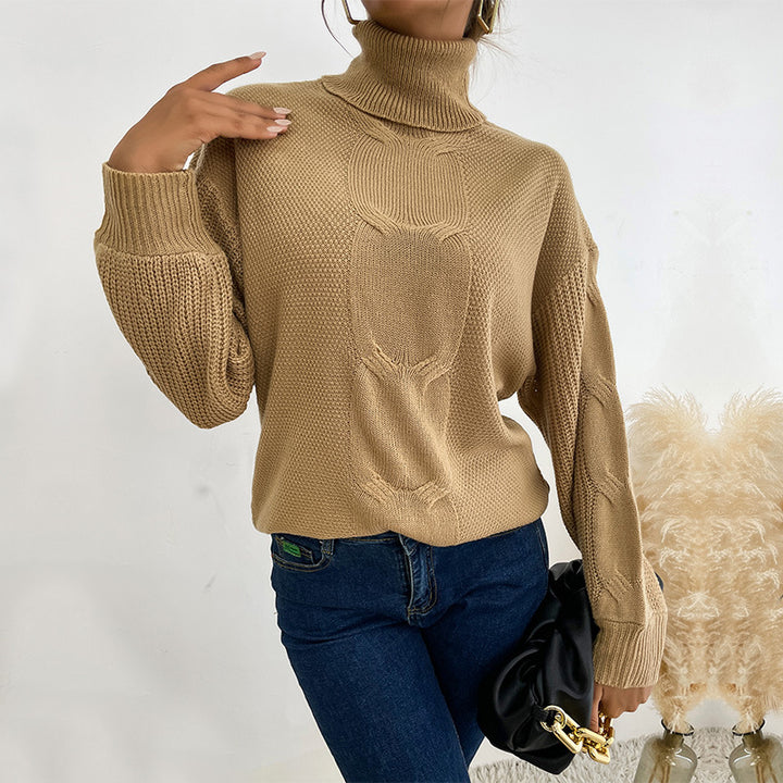 Damen Rollkragenpullover mit Zopfmuster und Oversize-Silhouette Echoarchiv