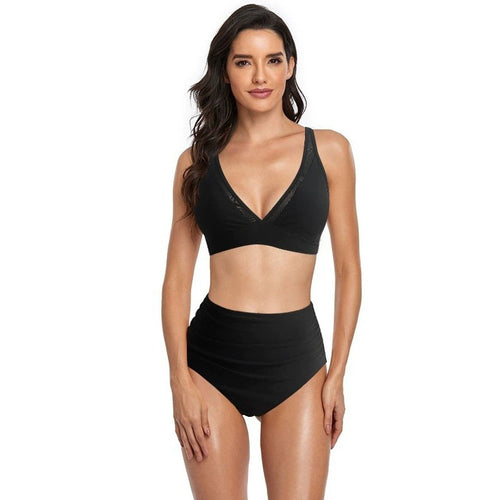 Damen Bikini-Set mit hoch geschnittenem Höschen und modernem Kreuz-Riemen-Design Echo Archiv