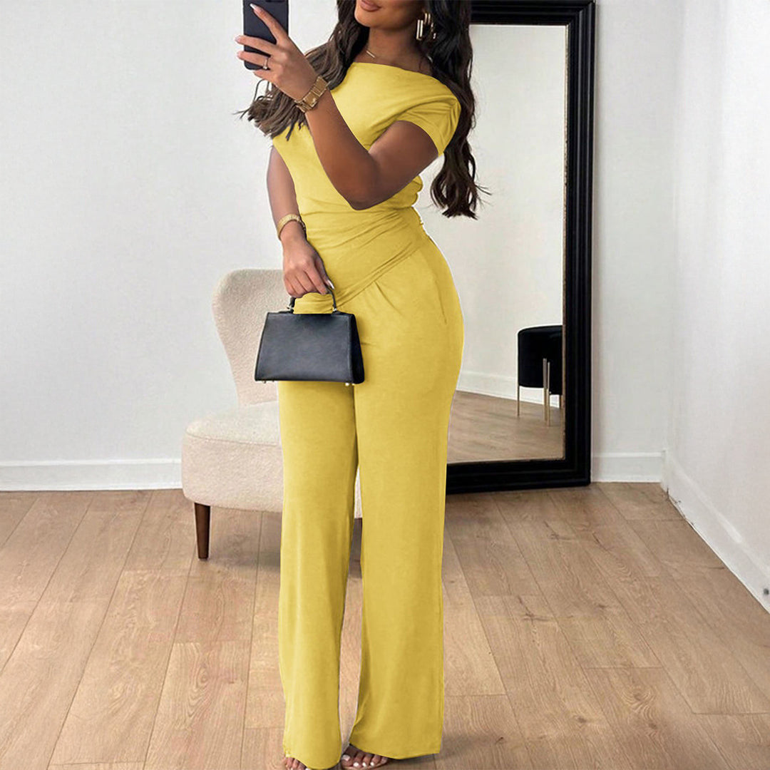 Damen Eleganter Overall mit Wickeldesign und weitem Bein Echo Archiv