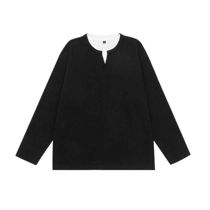 Unisex Oversize-Sweatshirt mit Notch-Ausschnitt und kontrastiertem Kragen-Einsatz Echoarchiv