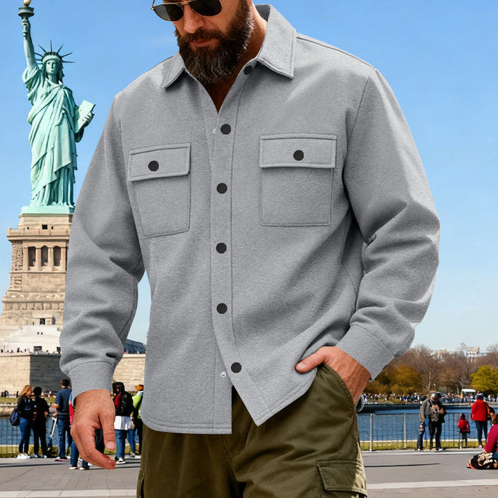 Herren nan lässige Hemdjacke aus Baumwollmischung mit aufgesetzten Brusttaschen Echo Archiv