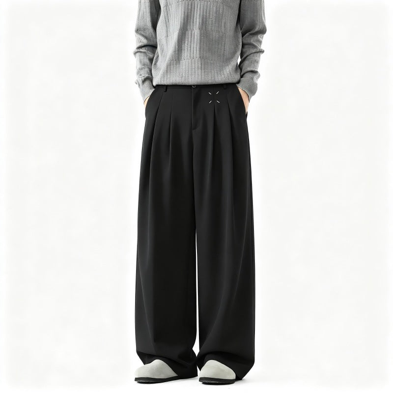 Herren Extrawide Palazzo-Hose mit hoher Taille, Bundfalten und weitem Bein Echoarchiv