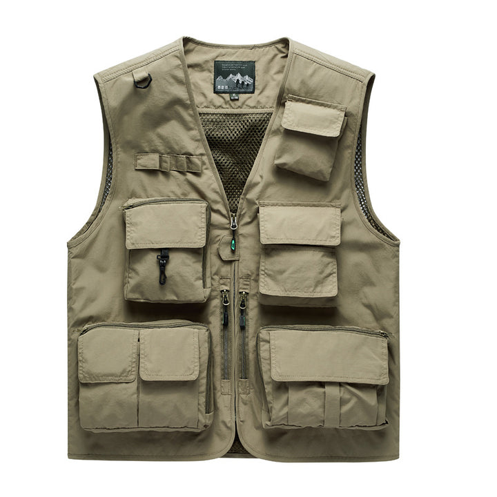 Herren Outdoor-Mehrfachtaschenweste im Anglerstil mit luftiger Mesh‑Rückenpartie und Schnellzugriffstaschen – Marzano