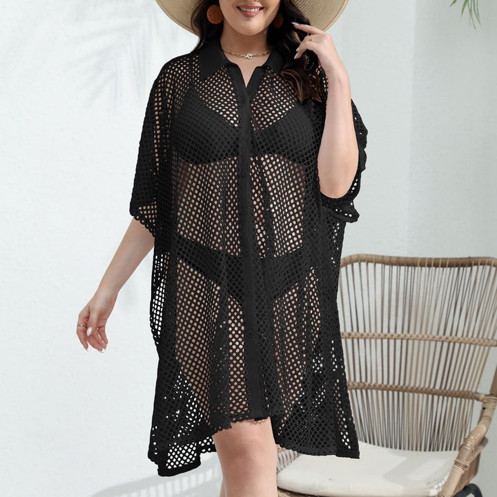 Damen transparenter Strandüberwurf aus Netzmaterial Echo Archiv