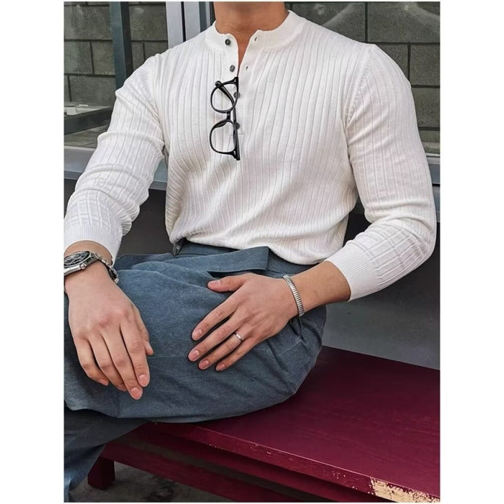 Herren Elegantes Langarmshirt mit Knopfleiste Echo Archiv