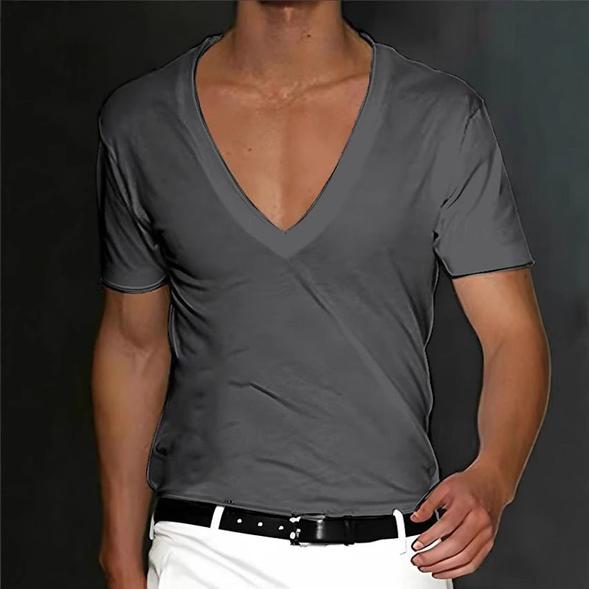 Herren V-Ausschnitt T-Shirt mit figurschmeichelndem Schnitt und hochwertigen Stoffen Echoarchiv