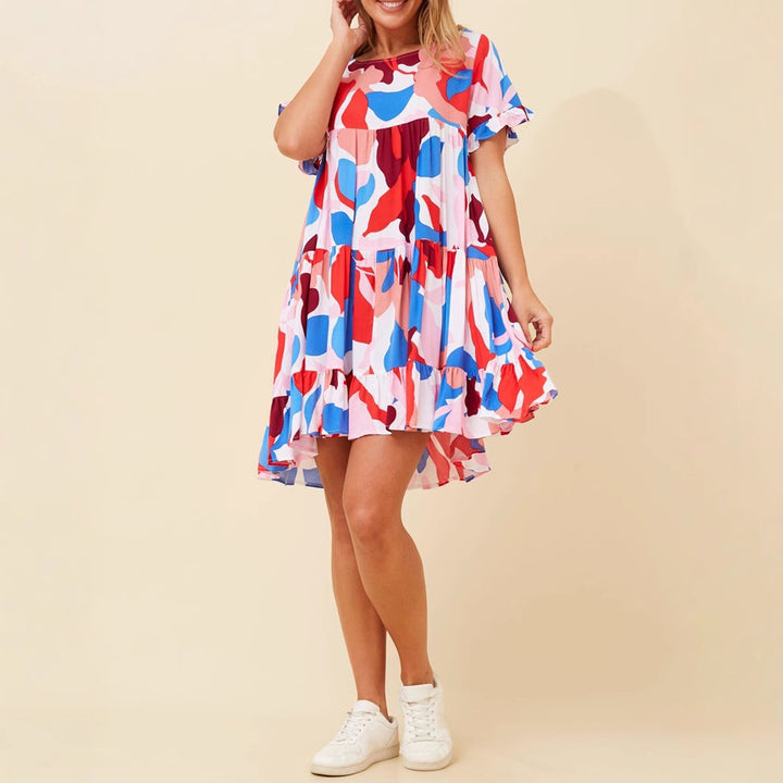 Damen verspieltes Sommerkleid mit Rüschen und asymmetrischem Saum Echo Archiv