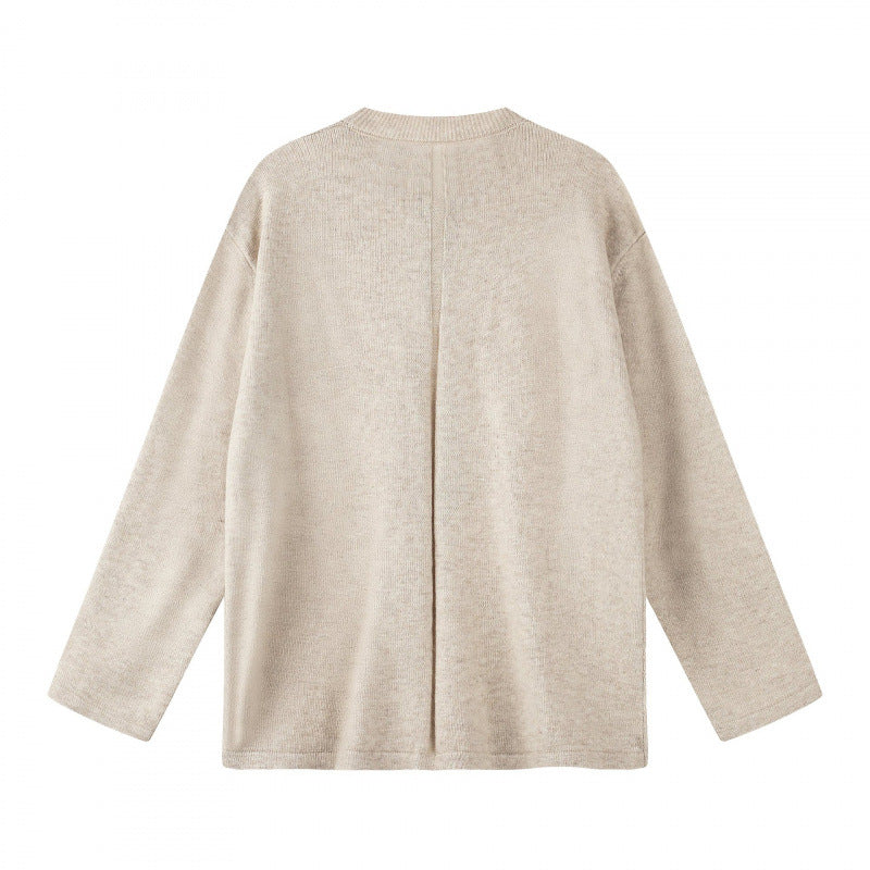 Unisex Oversize-Strickpullover mit Henley-Knopfleiste, geradem Saum und leichter Struktur Echo Archiv