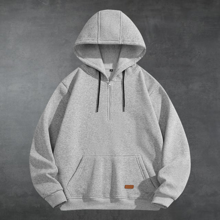 Herren Sportlicher Kapuzenpullover mit halbem Reißverschluss und praktischer Kängurutasche Echoarchiv