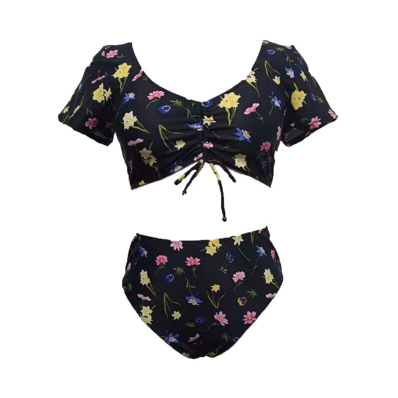 Damen Bikini-Set mit floralen Rüschen und hohem Taillenslip Echo Archiv