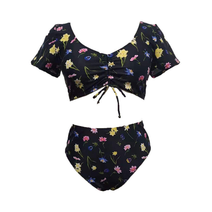 Damen Bikini-Set mit floralen Rüschen und hohem Taillenslip Echo Archiv