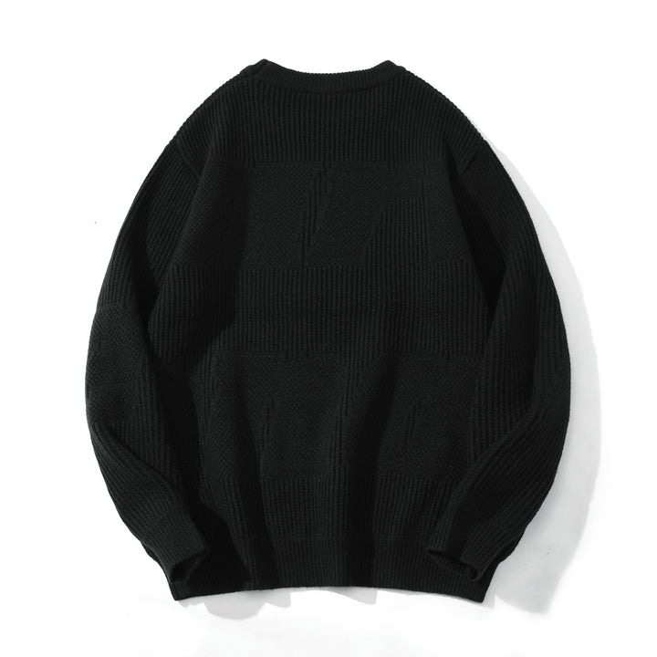 Unisex Strukturierter Oversize-Rundhalspullover mit Panel‑Strick Echoarchiv