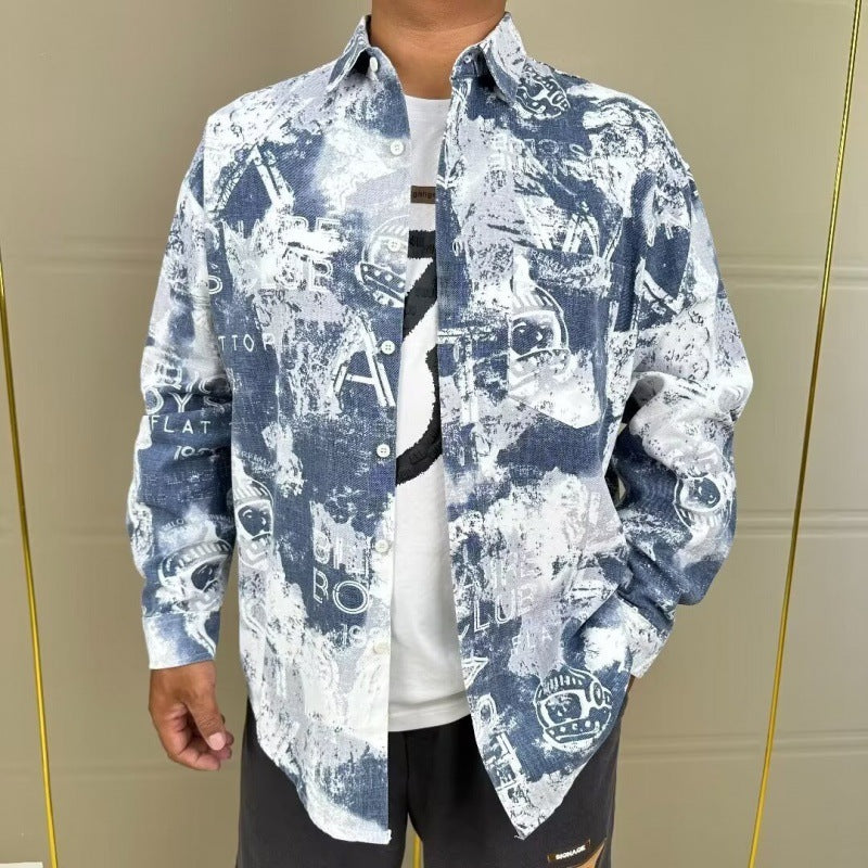 Herren modische Hemdjacke mit kreativen Druckmustern Echoarchiv
