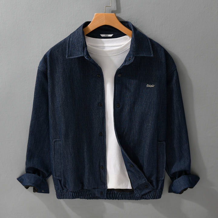 Herren Jeansjacke mit Druckknöpfen und elastischem Saum Echoarchiv
