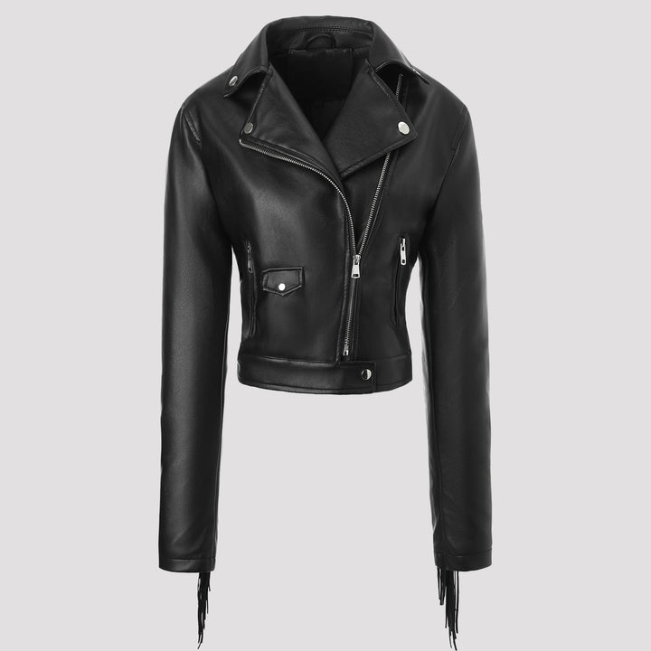 Damen Modische Cropped Bikerjacke Echo Archiv