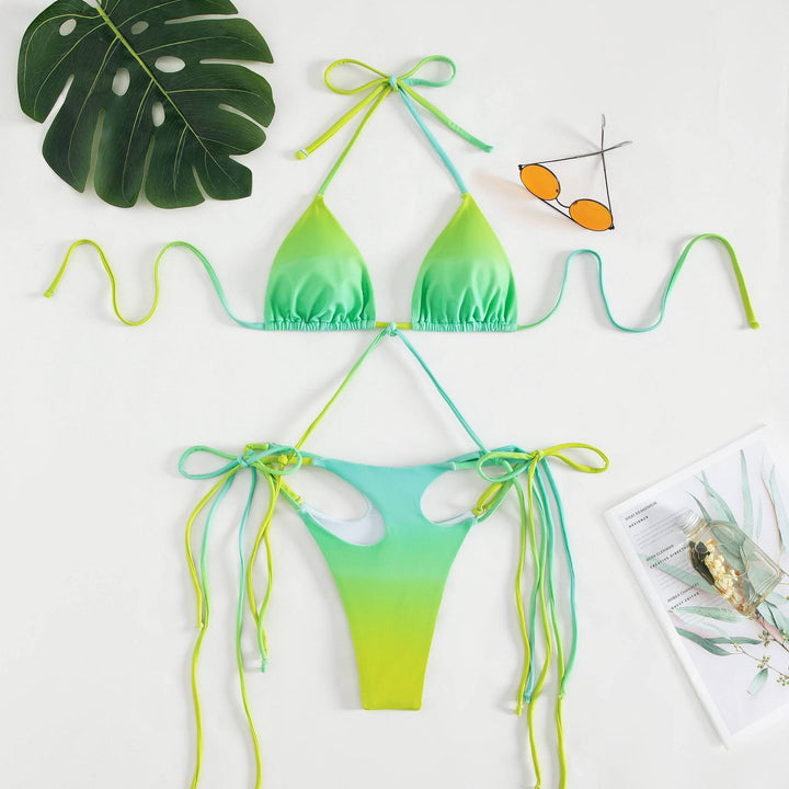 Damen Triangel-Bikini mit stylischen Bindebändern und einzigartigem Farbverlauf Echo Archiv