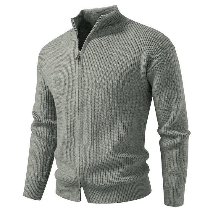Herren Strickjacke mit hohem Kragen und durchgehender Reißverschluss Echoarchiv