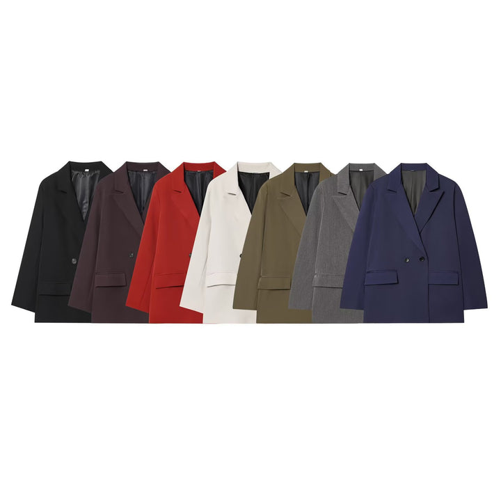 Damen Oversize Doppelreihiger Sakko-Blazer mit Pattentaschen Echo Archiv