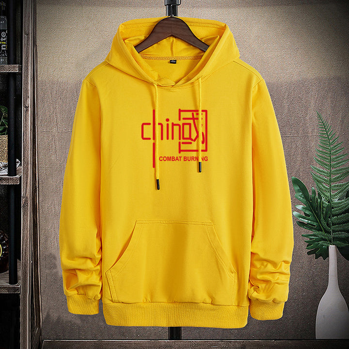 Herren lässiges Kapuzen‑Sweatshirt mit Kängurutasche und Statement‑Print – Cavarno