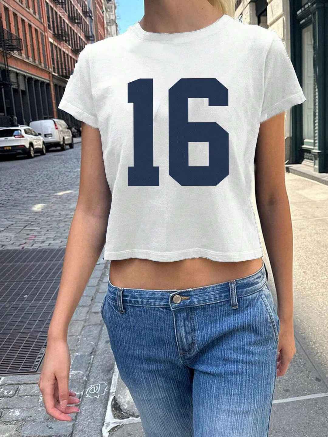 Damen Crop-T-Shirt mit künstlerischem Blutdruck-Design Echo Archiv