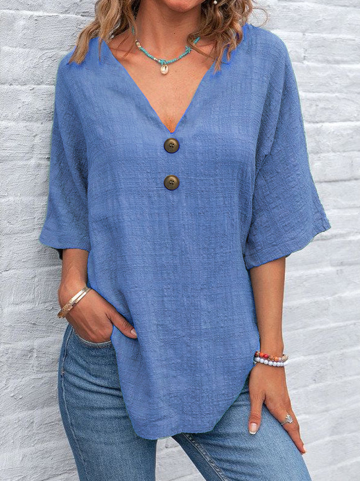 Damen V-Ausschnitt Bluse mit Knopfdetails Echo Archiv