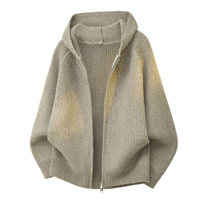 Damen Oversize Strick‑Kapuzencardigan mit durchgehendem Reißverschluss Echoarchiv