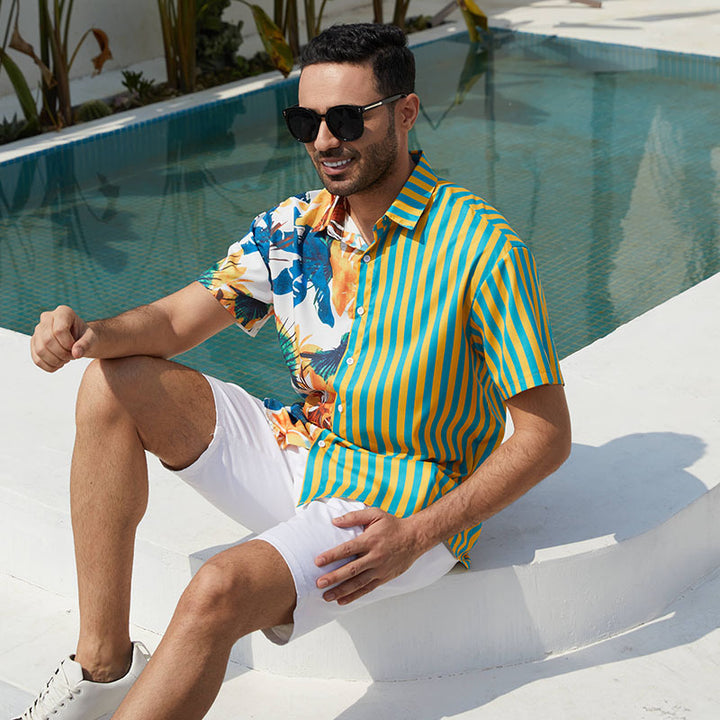 Herren Kurzarmhemd mit buntem Muster und Sommerdesign Echoarchiv
