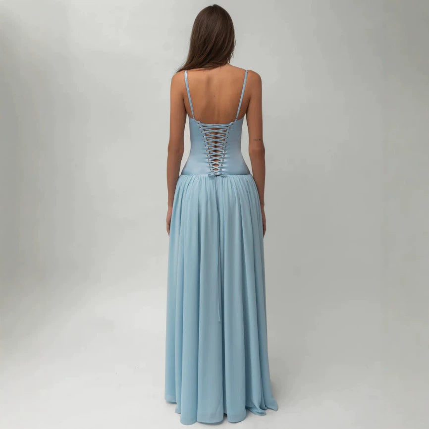 Damen nan modellierendes Bustier-Abendkleid mit vorgeformter Miederkonstruktion und weitfallendem Chiffon-Tellerrock Echo Archiv