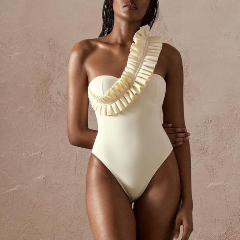 Damen Badeanzug mit asymmetrischem Volant-Design Echo Archiv